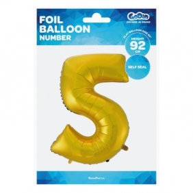 Balon foliowy Godan złoty matowy cyfra 5 45 cali 45cal (hs-c45zm5)