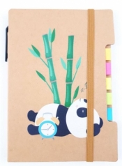 Notatnik z długopisem i registrami Eco panda MIX