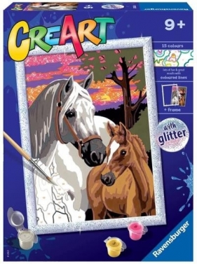 Malowanka CreArt dla dzieci - Konie i zachód słońca (20052)