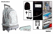 Plecak ze stelażem i kółkami 4 komory + piórnik