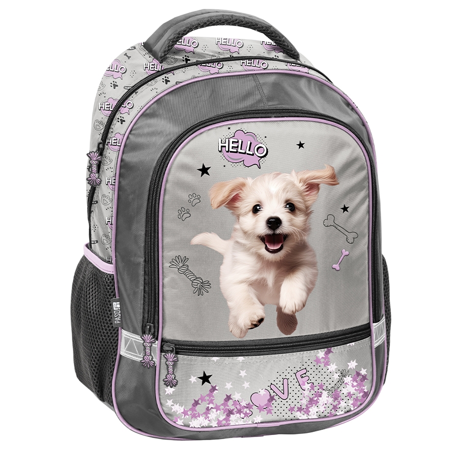 Plecak dwukomorowy szkolny - Hello Puppie