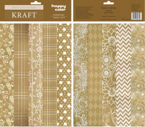 Papiery ozdobne Kraft - 10 motywów 10 arkuszy