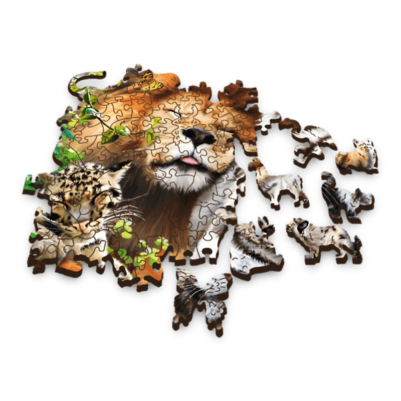 Trefl, Puzzle drewniane 500+1: Dzikie koty w dżungli (20152)