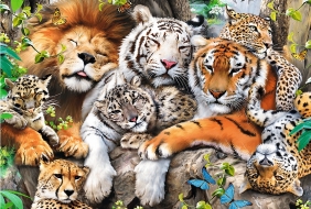 Trefl, Puzzle drewniane 500+1: Dzikie koty w dżungli (20152)