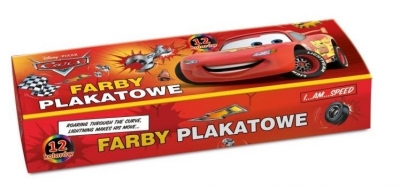 Farbki plakatowe 12 kolorów Cars