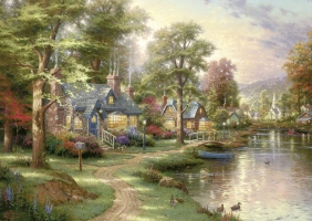 Puzzle 1500: Thomas Kinkade, Nad jeziorem (103434) - Thomas Kinkade