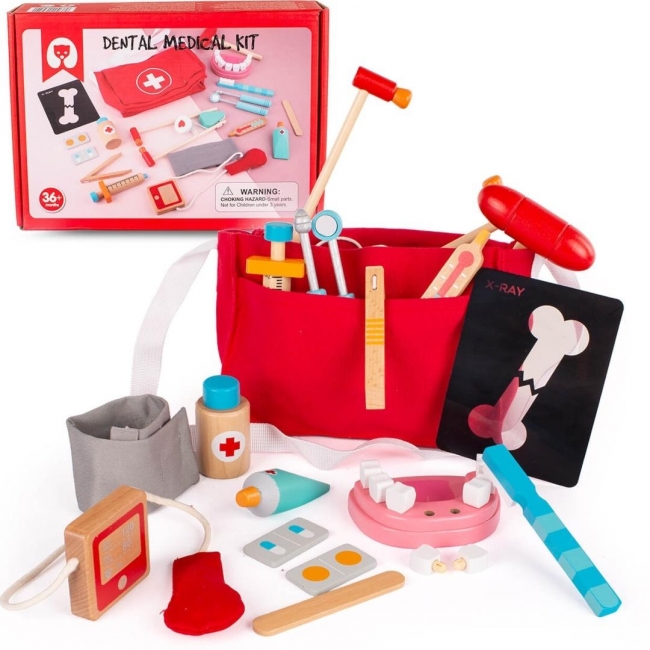 <img src='https://webimage.pl/pics/530/3/d6902010053530.jpg' style='height:440px' /> Zestaw lekarz, dentysta drewniany Montessori