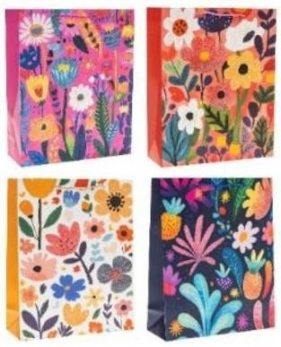 Torebka prezentowa 26x32x10cm Kwiaty MIX