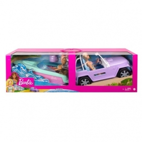 BARBIE 2 LALKI : SAMOCHÓD TERENOWY + MOTORÓWKA
