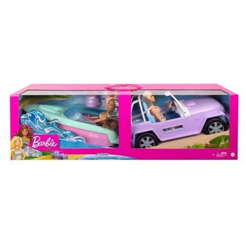 BARBIE 2 LALKI : SAMOCHÓD TERENOWY + MOTORÓWKA