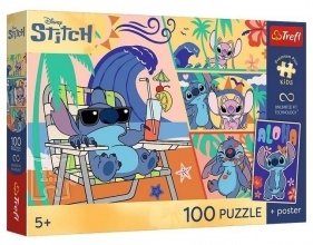 Puzzle 100 Lilo&Stitch Plażowe dni + plakat