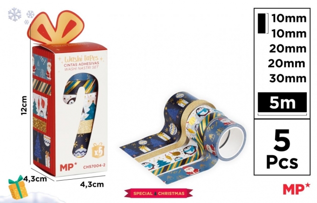 <img src='https://webimage.pl/pics/532/3/d8435721033532.jpg' style='height:440px' /> Taśmy dekoracyjne świąteczne washi 5szt