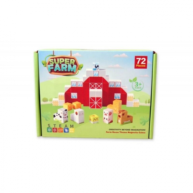 Klocki magnetyczne farma 72el