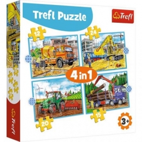Puzzle 4w1: Duże maszyny budowlane (34353)