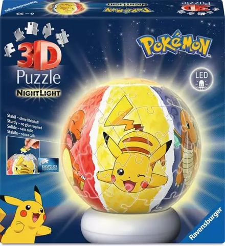 Ravensburger, Puzzle 3D - Lampka nocna Pokemon