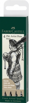 Faber-Castell, pisaki artystyczne Pitt Artist Pen Black, 4 szt. (167153 FC)