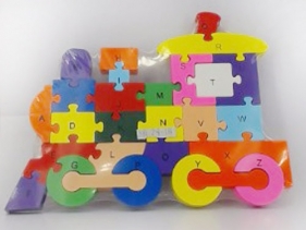 Puzzle drewniane lokomotywa