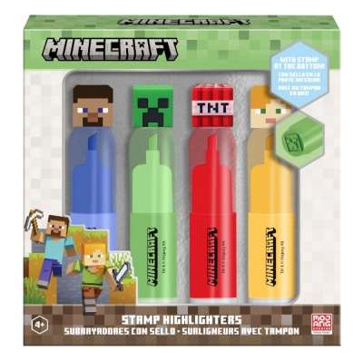 Zestaw 4 flamastrów z topperem 3D Minecraft