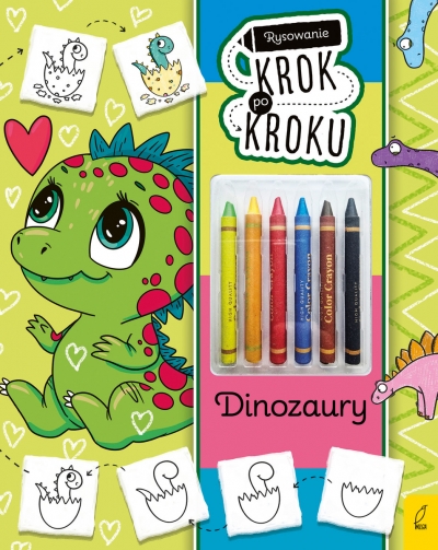 Rysowanie krok po kroku z kredkami. Dinozaury