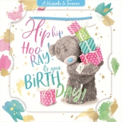 Kartka holograficzna 3D - Miś z prezentami