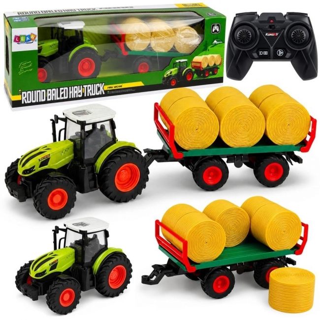 Traktor z przyczepą i belami siana R/C 1:24