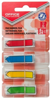 Zakładki indeksujące strzałka Office Products PP 12x43mm blister mix kolorów
