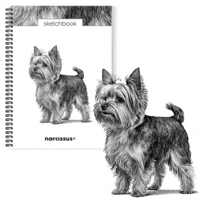 Szkicownik A4 na spirali Pies Yorkshire Terrier 50k z perforacją 120 gsm