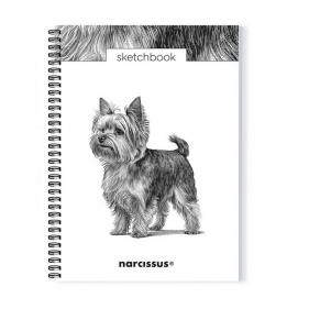 Szkicownik A4 na spirali Pies Yorkshire Terrier 50k z perforacją 120 gsm