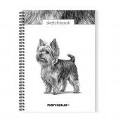 Szkicownik A4 na spirali Pies Yorkshire Terrier 50k z perforacją 120 gsm