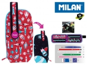 Multipiórnik MILAN owalny z 4 piórnikami SH czerwony wzorki