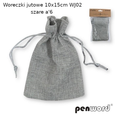 Woreczki jutowe szare 10x15cm 6szt