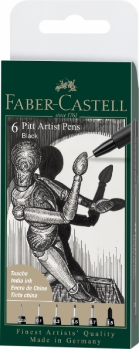 Faber-Castell, pisaki artystyczne Pitt Artist Pen Black, 6 szt. (167154 FC)