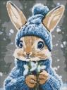 Diamentowa mozaika - Królik z przebiśniegami 30x40
