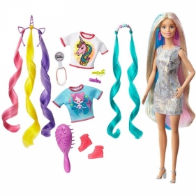 Barbie: Baśniowa fryzura - Lalka ze stylizacją jednorożca i syrenki (GHN04)