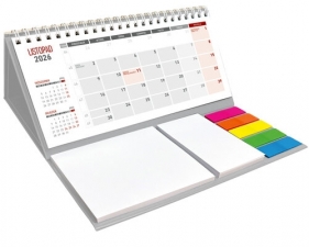 Kalendarz 2026 z notesem MAXI miesięczny spiralowany SZARY