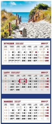 Kalendarz 2017 Ścienny Trójdzielny Morze