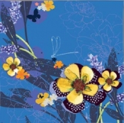 Karnet Swarovski kwadrat Kwiaty ciemnoniebieski