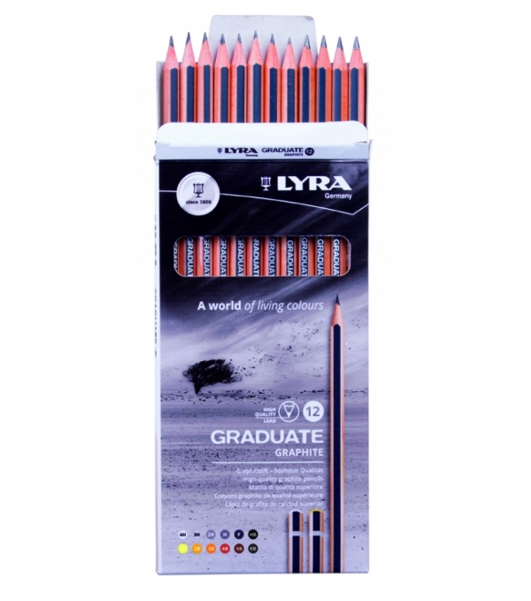 Ołówki grafitowe Lyra graduate 12 szt. 1171120 (6B, 5B, 4B, 3B, 2B, B, HB, F, H, 2H, 3H, 4H) Lyra