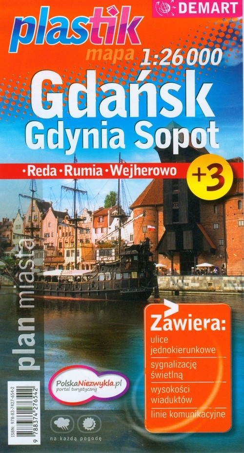 Gdańsk Gdynia Sopot Plastik mapa 1:26000