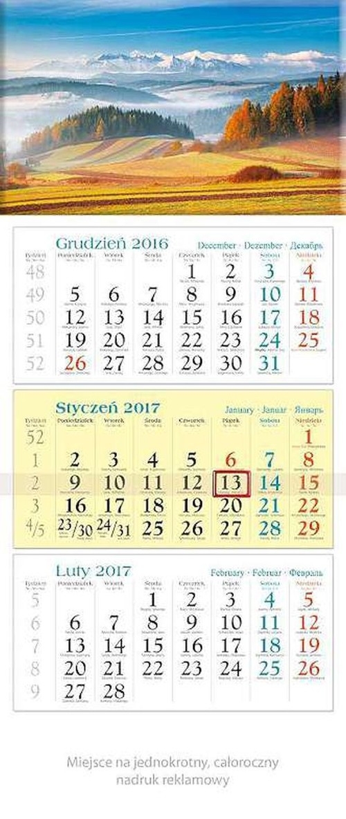 Kalendarz 2017 KT 14 Panorama tójdzielny