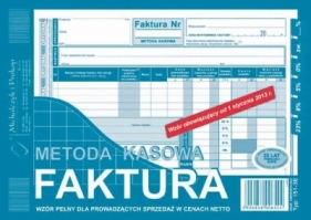Druk samokopiujący Michalczyk i Prokop Faktura - metoda kasowa wzór pełny dla prowadzących sprzedaż w cenach netto A5 80k. (151-3E)