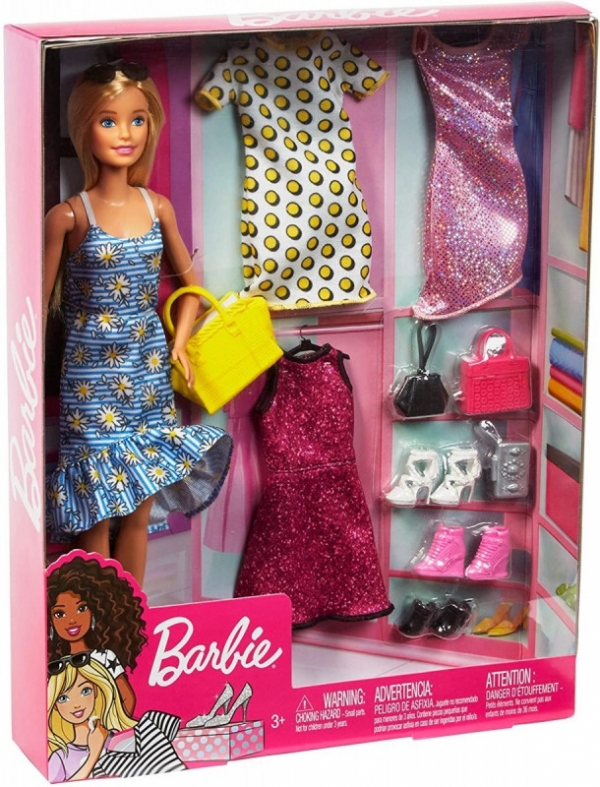 Barbie Lalka blondynka + Imprezowe ubranka (GDJ40)