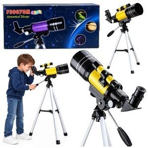 <img src='https://webimage.pl/pics/545/4/d5907990214545.jpg' style='height:440px' /> Teleskop astronomiczny dla dzieci statyw żółty