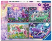 Ravensburger, Puzzle 4x100: Magiczne jednorożce (05654)