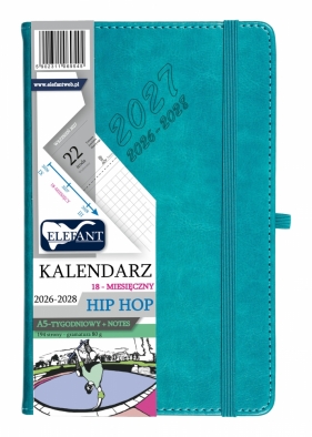 Kalendarz 2027 18 miesięczny A5 tygodniowy Hip Hop - turkusowy