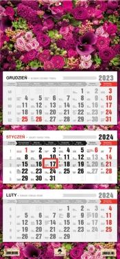 Kalendarz 2024 trójdzielny Kwiaty KT-1 v60