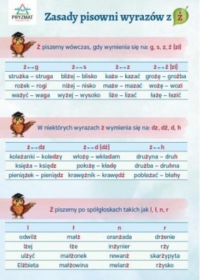 Plansza ortograficzna "Zasady pisowni wyrazów z Ż