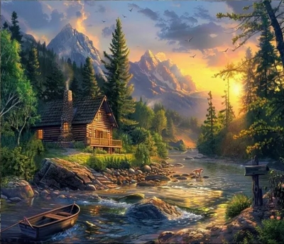 <img src='https://webimage.pl/pics/547/7/d5906196017547.jpg' style='height:440px' /> Diamentowa Mozaika Chata w górach nad rzeką NO-2001754