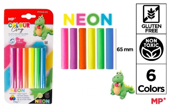 Plastelina 6 kolorów neon
