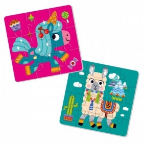 Piankowe puzzle 2w1 - Jednorożec i lama (RK6050-02)